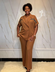 Women's plus size two piece blazer and pants suit set - view 3