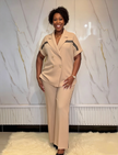 Women's plus size two piece blazer and pants suit set - view 1