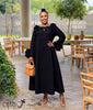 Loose Maxi Kaftan Dress Round Neck Dolman Sleeve 3D Floral Appliques For Banquet Casual Gatherings