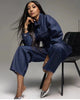 Fashion Loose High-Waist Denim Set, Long-Sleeve Jacket and Wide-Leg Pants