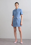 Women's Short Sleeve Collared Dress with Double Pocket Decoration