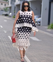 Geometric Pattern Sleeveless Top and Fringe Skirt Two-Piece Set - Layered Design
