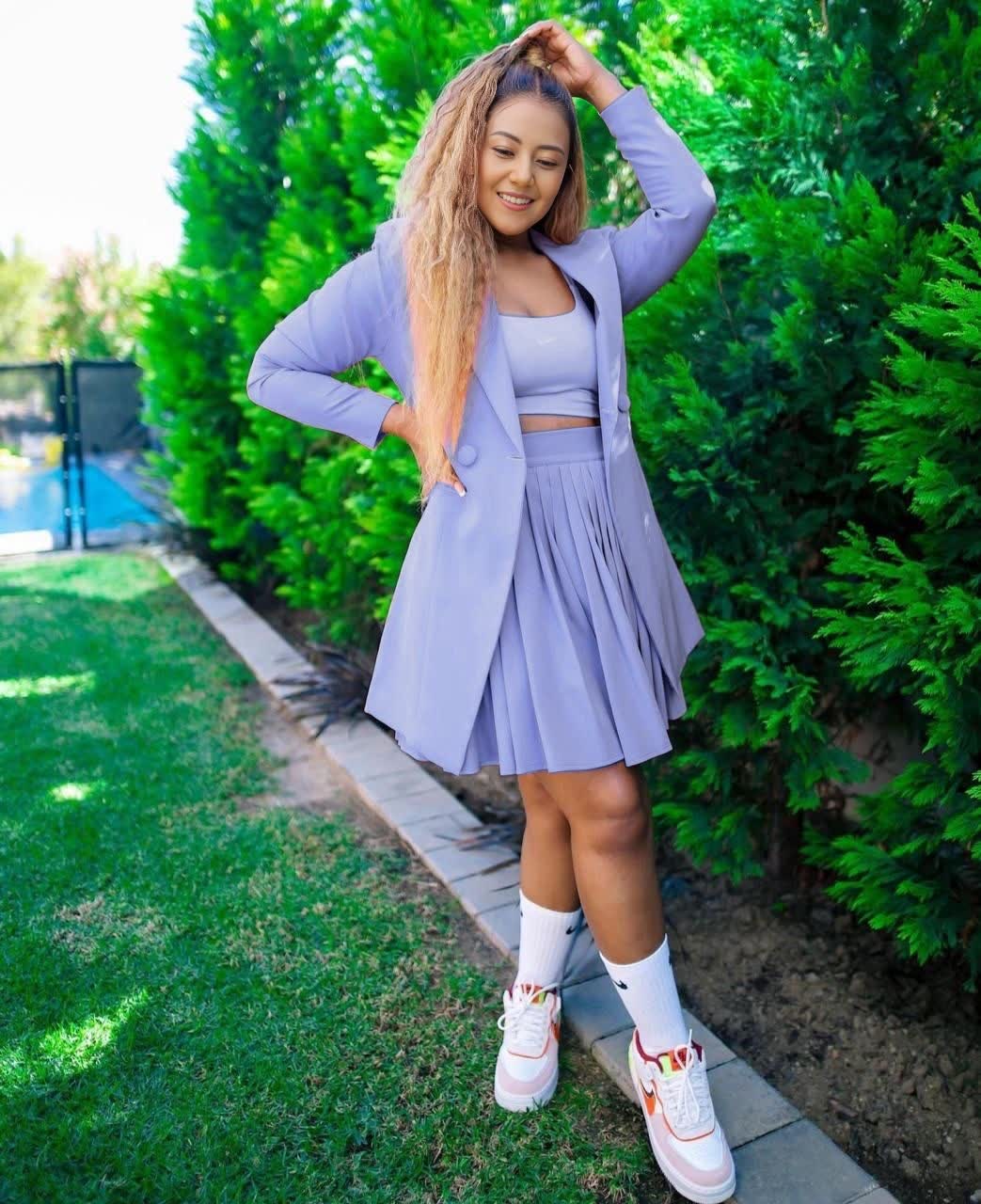Pleated Skirt Twin Set with Relaxed Blazer