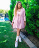 Pleated Skirt Twin Set with Relaxed Blazer