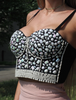 Embellished Sweetheart Bustier Top with Floral Appliqués and Pearl Draping