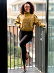 Cropped oversized zip jacket with stand collar, lime green, long sleeves