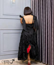 Maxi Evening Dress Bow Shoulder Straps High Waist Full Skirt 3D Floral Appliques For Wedding Ceremony Formal Dinner