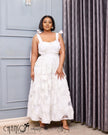 Maxi Evening Dress Bow Shoulder Straps High Waist Full Skirt 3D Floral Appliques For Wedding Ceremony Formal Dinner