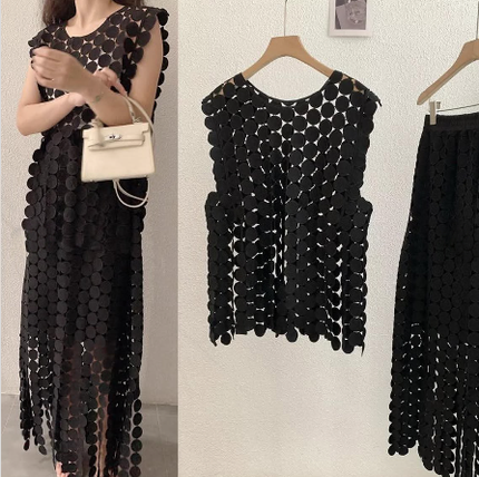 Geometric Layered Disc Design Two-Piece Skirt Set