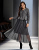 Elegant Two-Piece Outfit - Long-Sleeve Slim-Fit Top + High-Waist Mesh Skirt