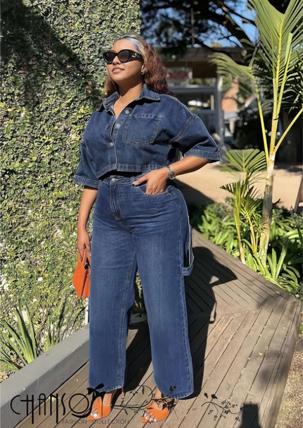 Denim Set Stylish Cropped Women's Chic