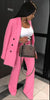 Tailored Double-Breasted Blazer with Straight-Leg Trousers