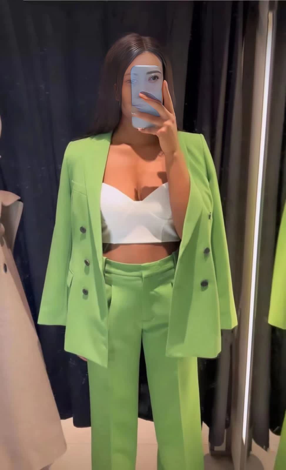 Tailored Double-Breasted Blazer with Straight-Leg Trousers