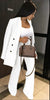 Tailored Double-Breasted Blazer with Straight-Leg Trousers