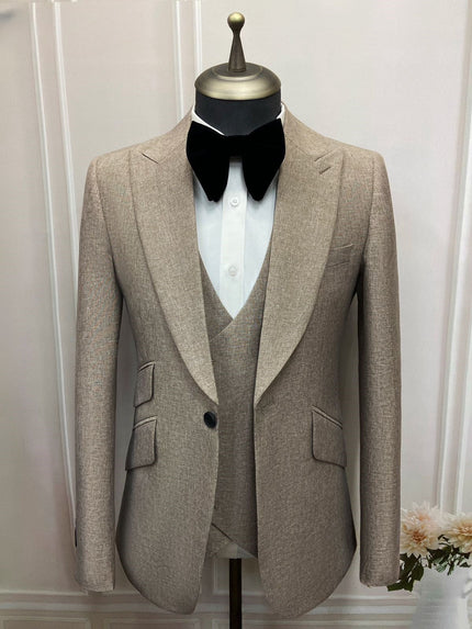 Modern Fit Notched Lapel Blazer V-Neck Vest Men Suit Set