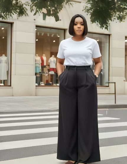 Pants High-Waist Wide-Leg Minimal Detail Business Casual Scene