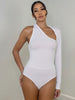 Women's Asymmetrical One-Shoulder Long Sleeve Bodysuit