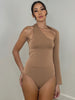 Women's Asymmetrical One-Shoulder Long Sleeve Bodysuit