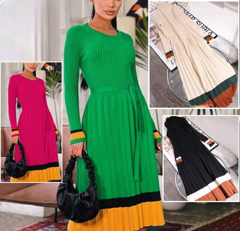 Retro-Style Knit Maxi Dress
