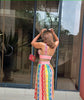 Geometric Pattern Knit Sleeveless Top and Long Skirt Set