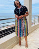 Patterned  Top and Pleated Tribal Skirt Set