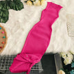 Ribbed knit sleeveless dress, bright pink, flared hem with buttoned tie detail