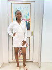 White Long Sleeve V-Neck Shirt with Ruffled High-Waist Short Skirt