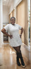 Women's Short-Sleeve Dress with Ruffled Hem and Patterned Accents