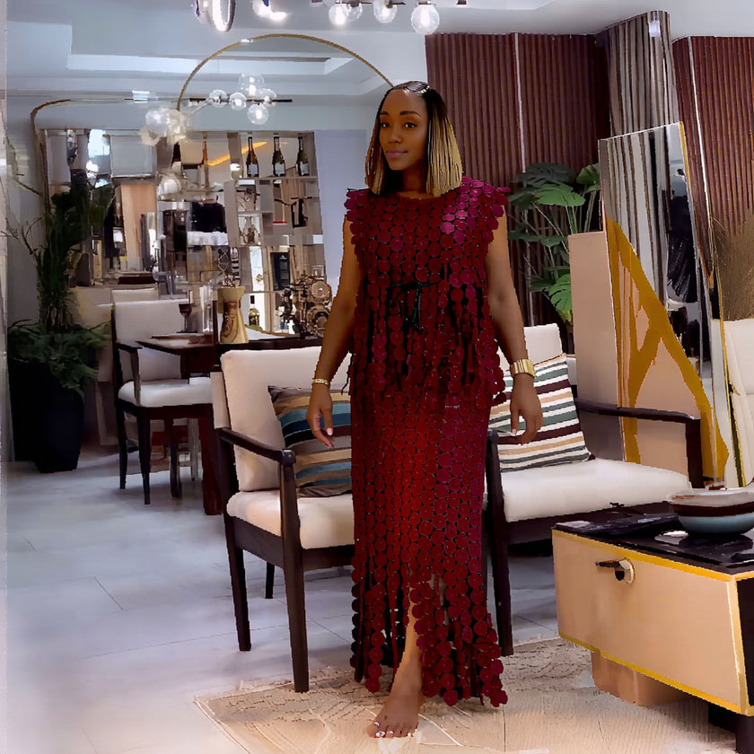 Geometric Disc Skirt Set Layered Two-Piece Chic