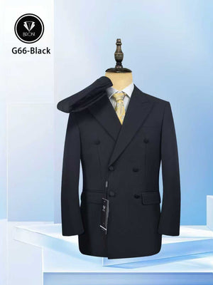 Men's Black Double-Breasted Suit Jacket, Formal Business Wear