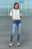 Women's Skinny Jeans with Detailed Stitching and Practical Pocket Design