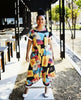 Women's Geometric Block Pattern Loose-Fit Jumpsuit with Short Sleeves