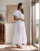 Women's V-Neck Sequin Bodice Flutter Sleeve Layered Maxi Dress