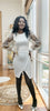Women's Transparent Puff Sleeve Slim Fit Slit Dress