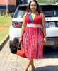 Sleeveless Ethnic Pattern Dress with Embroidered Collar