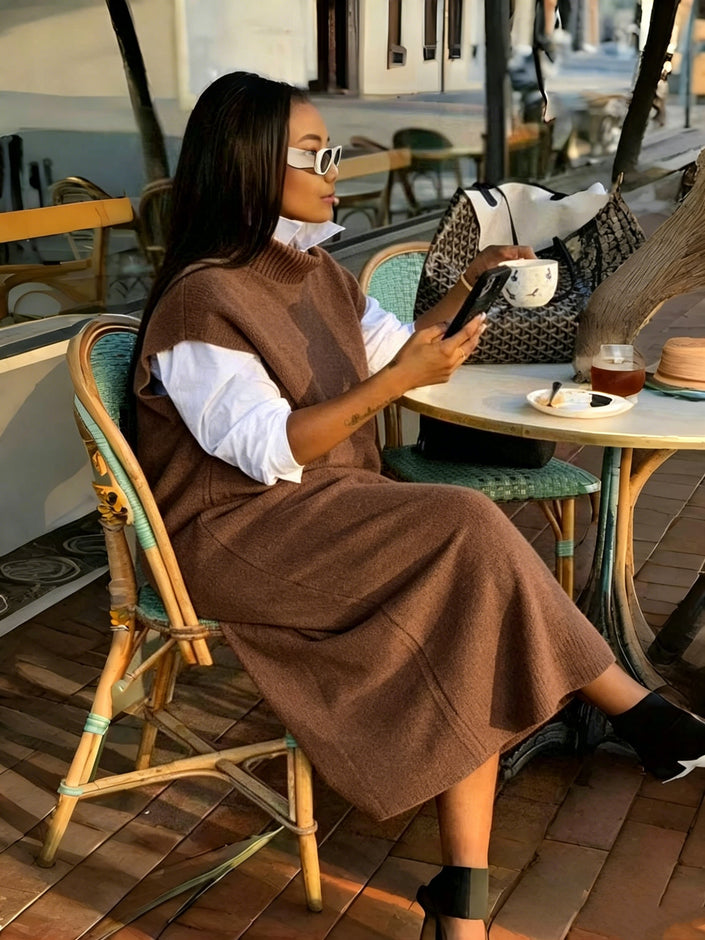 Layered Knit Dress – Sleeveless Loose Fit