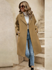 Beige minimalist long coat with wide lapels