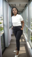 Women's High-Waisted Slim Fit Pants with Belt for Elegance