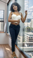 Women's High-Waisted Slim Fit Pants with Belt for Elegance