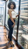 Women's High-Waisted Slim Fit Pants with Belt for Elegance