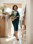 Women's Two-Piece Floral Pattern Jacket Dress with Sequin Lapel Design
